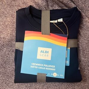 ALDI Gear 2025 Unisex Crewneck Pullover navy Blue Reflecting Logo Size L